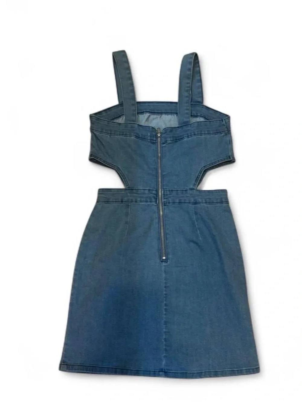 Tinseltown Blue Denim Mini Dress with side Cutouts - Picture 2 of 6
